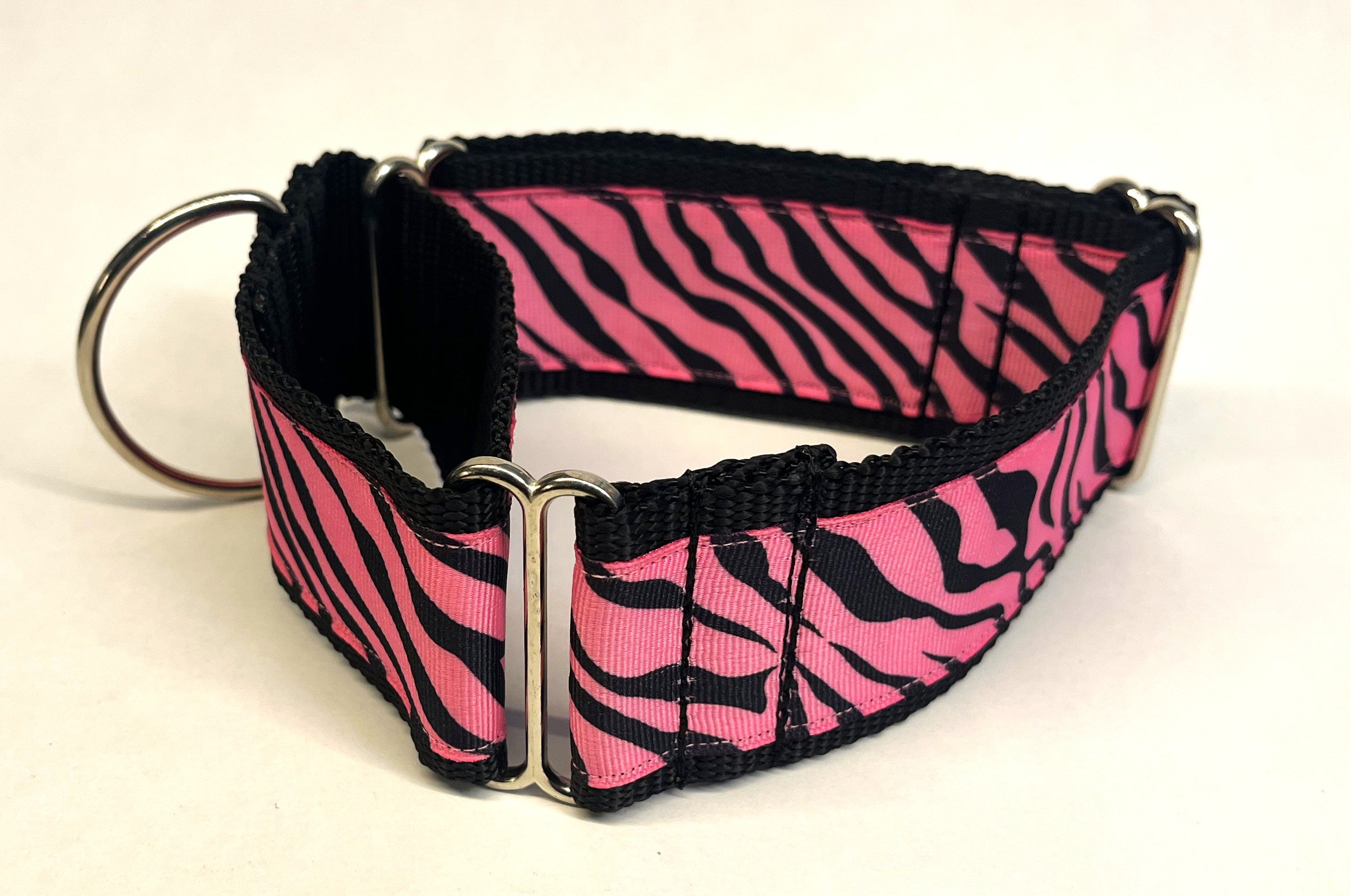 Pink Zebra Print Martingale Collar 2in