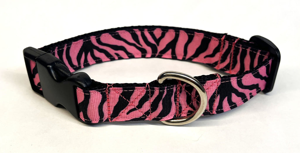 Pink Zebra Print Dog Collar 1in