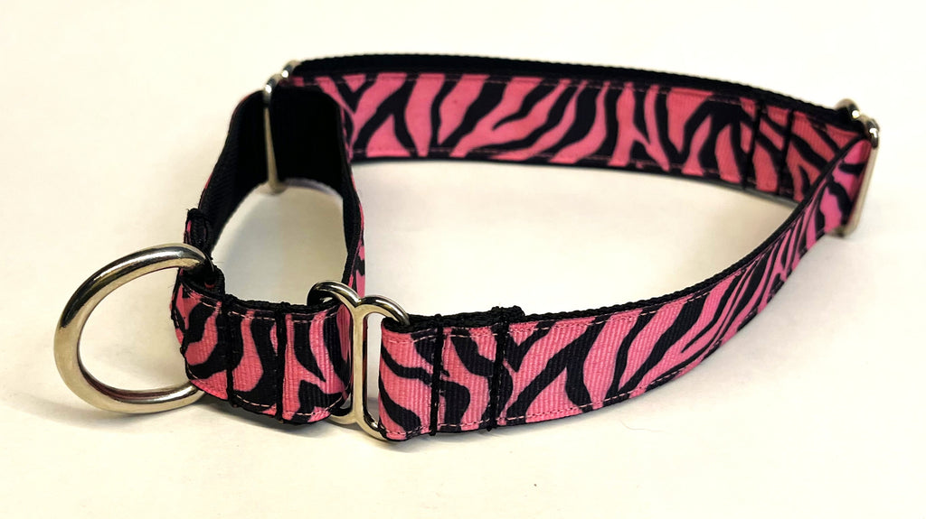 Pink Zebra Print Martingale Collar 1in
