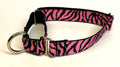 Pink Zebra Print Martingale Collar 1in