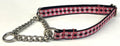 Pink, Black & White Plaid Chain Martingale Collar 1/2