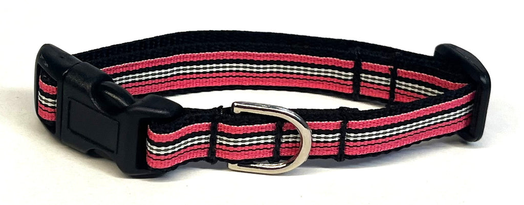 Pink, Black, and White Stripes Dog Collar 1/2