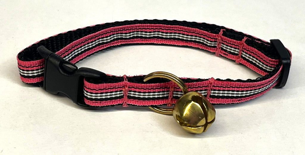 Pink, Black & White Stripe Cat Collar