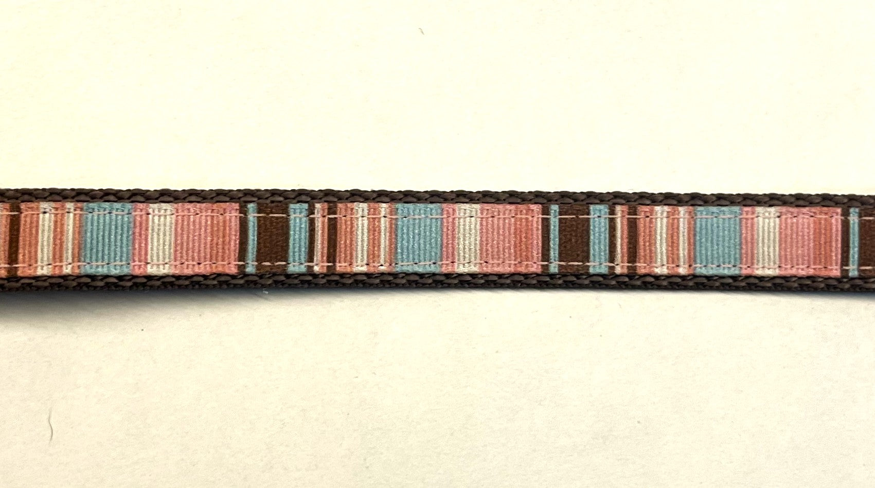 Pink, Blue, White, and Brown Vertical Stripes Chain Martingale Collar 1/2