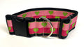 Pink and Dark Pink with Green Hearts Dog Collar 2in