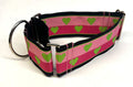 Pink and Dark Pink with Green Hearts Martingale Collar 2in