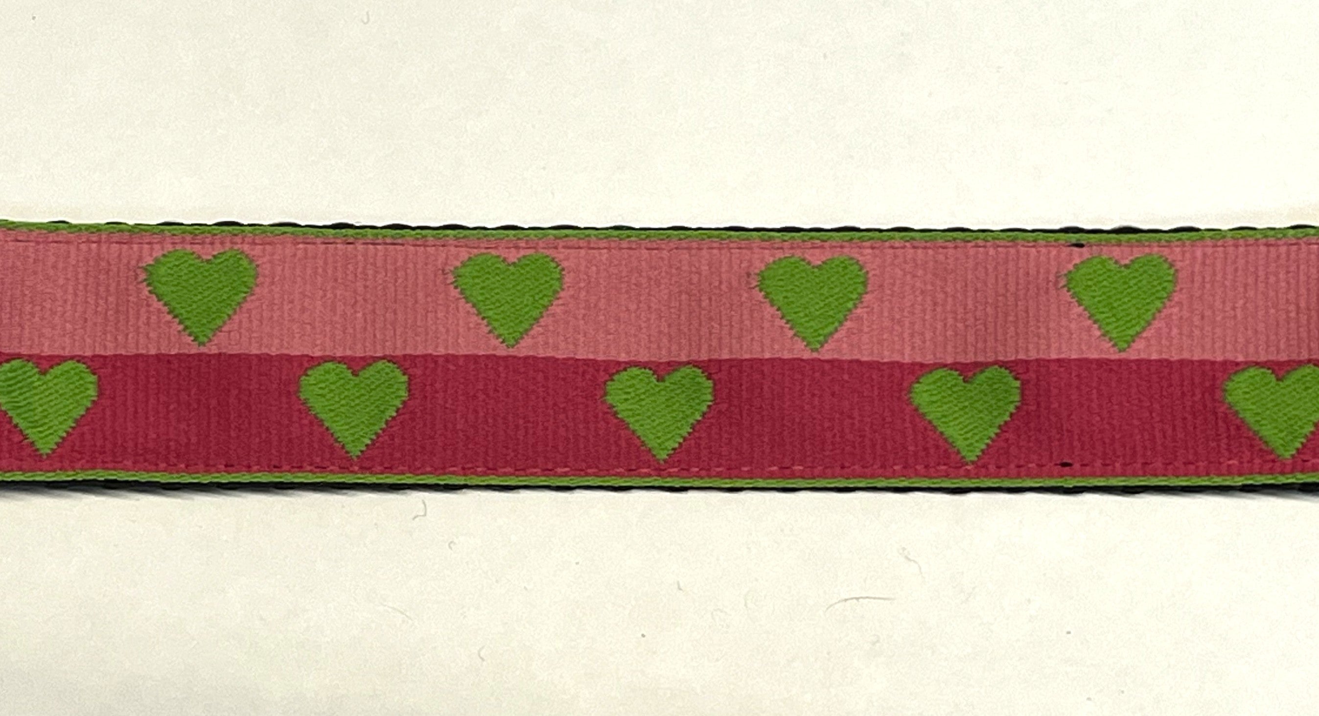 Pink and Dark Pink with Green Hearts Dog Leash 1in