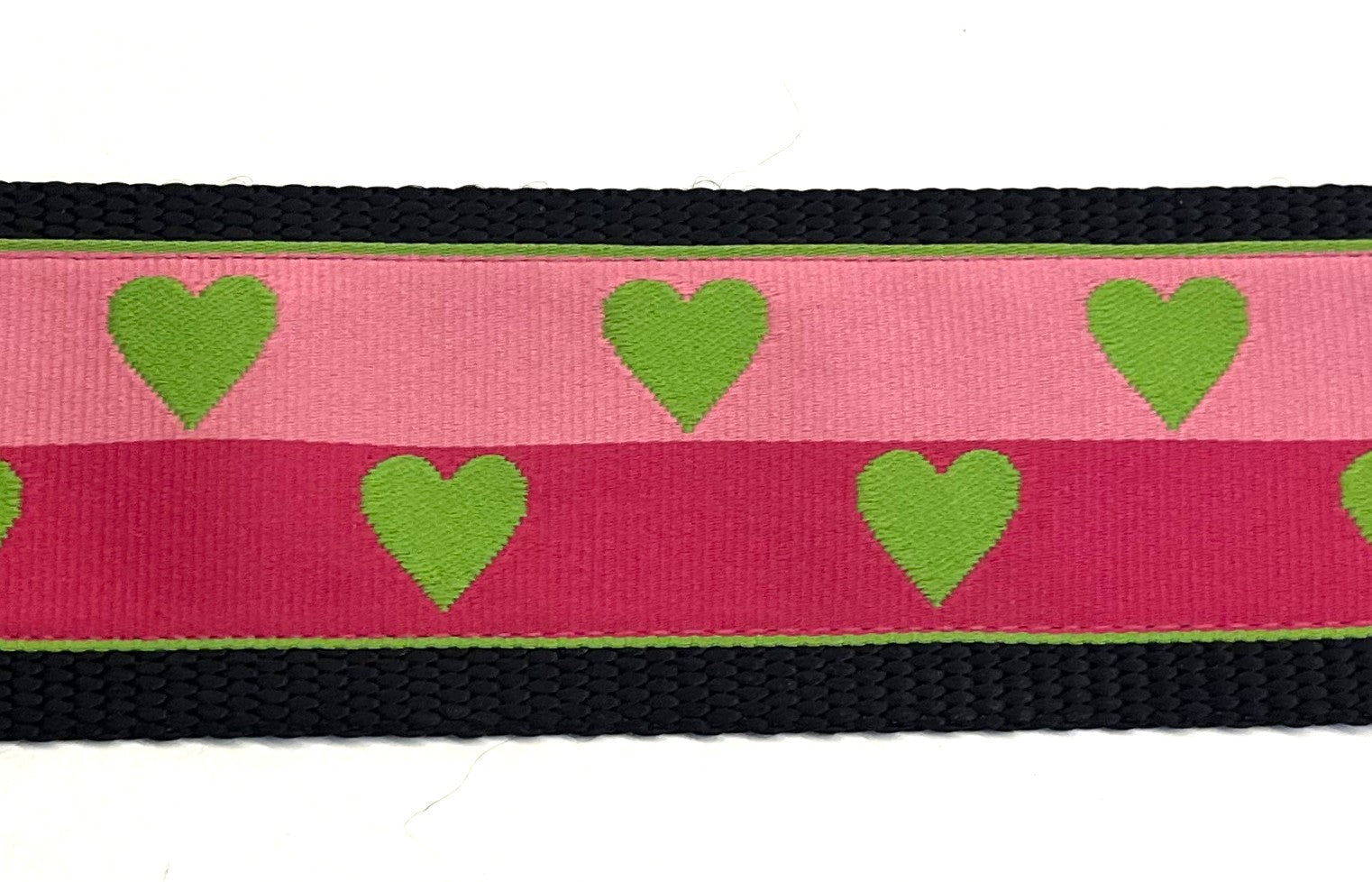 Pink and Dark Pink with Green Hearts Dog Collar 2in