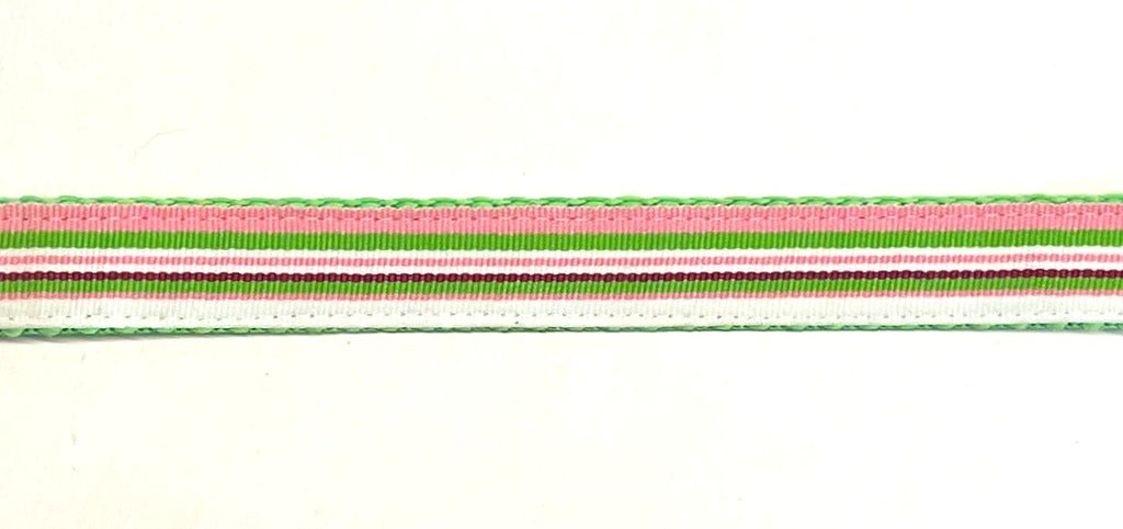 Pink, Green, White, Purple Stripe Dog Collar 3/4