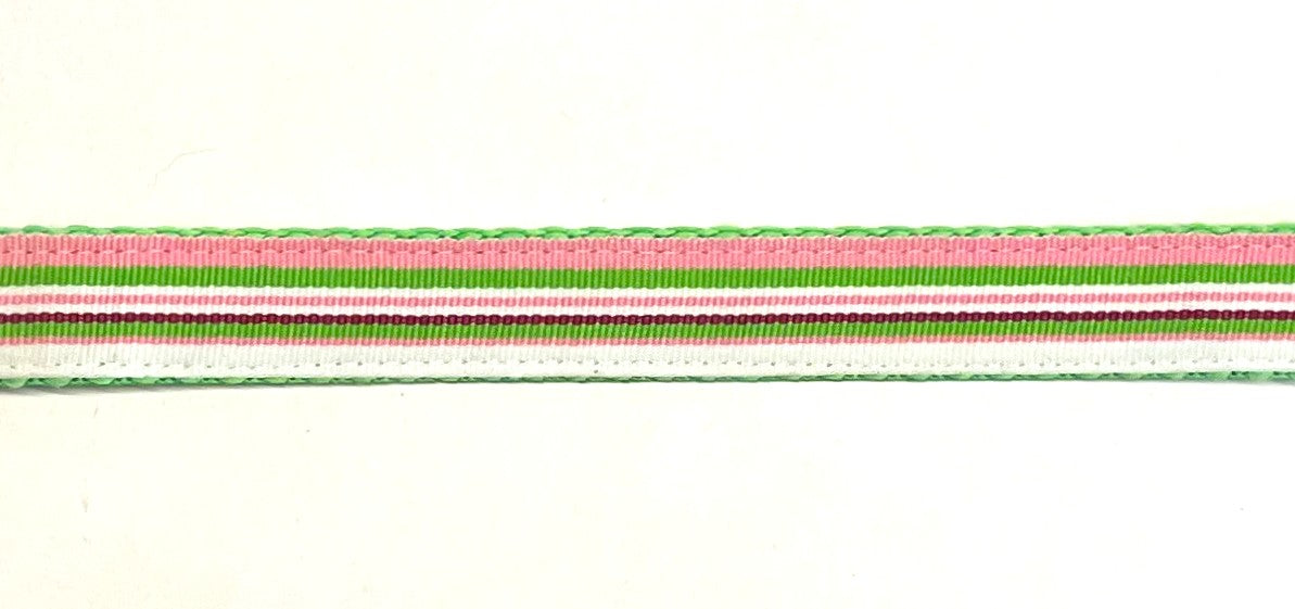 Pink, Green, White, Purple Stripe Dog Collar 3/4