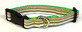 Pink, Green, White, Purple Stripe Dog Collar 3/4