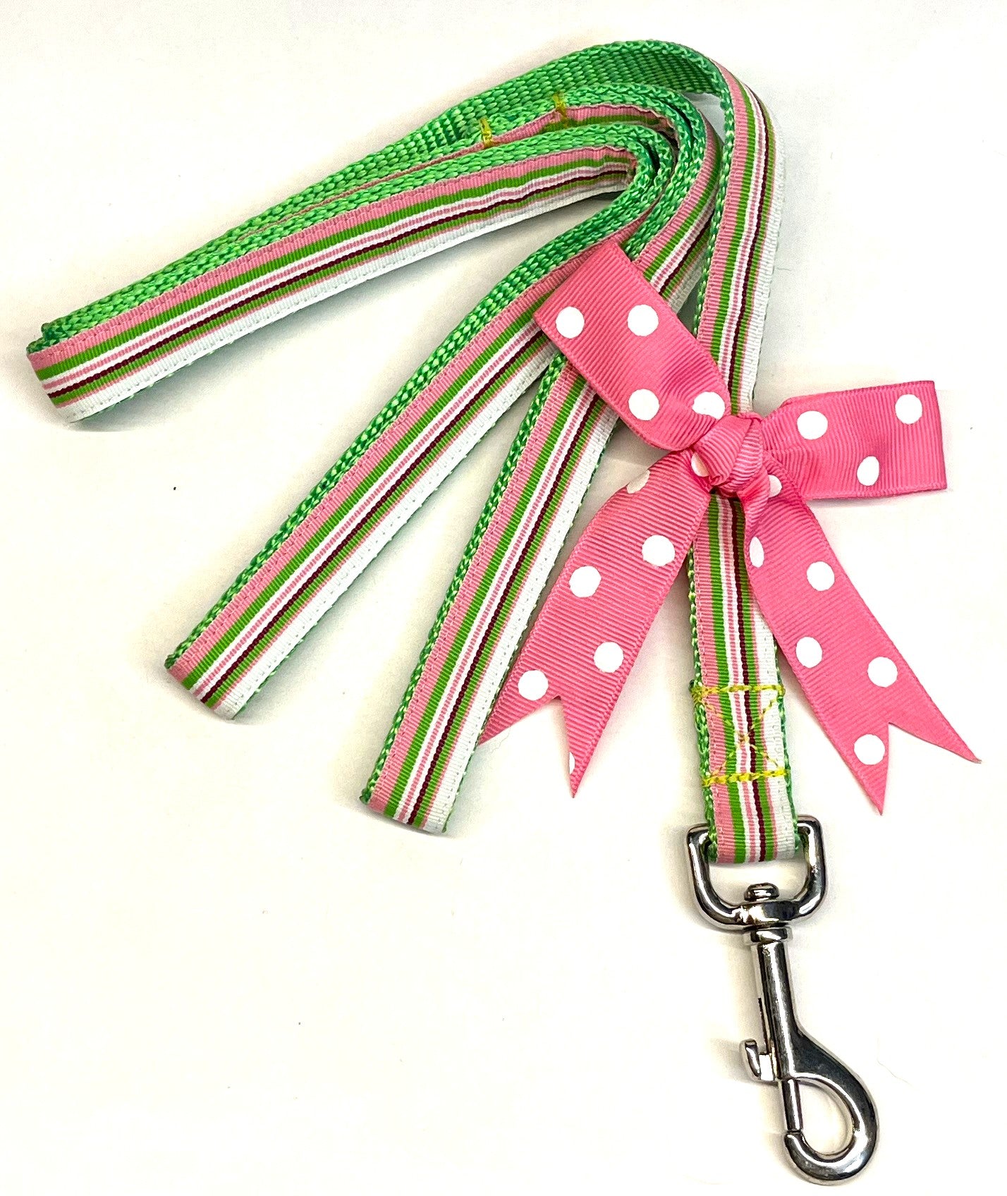 Pink, Green, White, Purple Stripe Dog Leash 3/4
