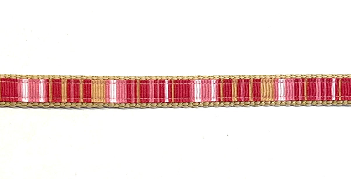 Pink, Light Pink, Tan & White Stripe Dog Leash 1/2