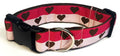 Pink and Light Pink with Brown Hearts Dog Collar 1 1/2 in