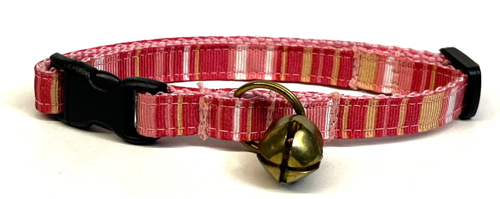 Pink, Light Pink, Tan, and White Vertical Stripe Cat Collar