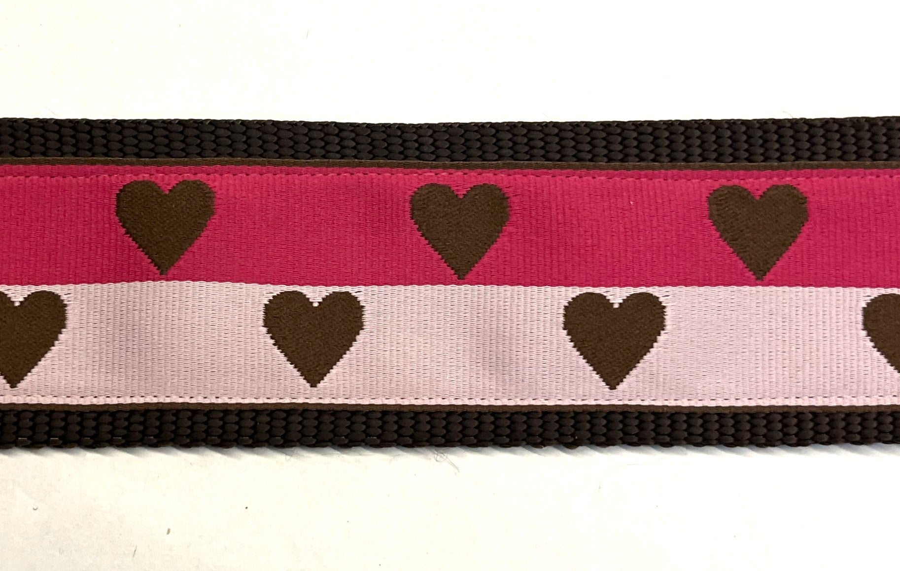 Pink, Light Pink with Brown Hearts Chain Martingale Collar 2in