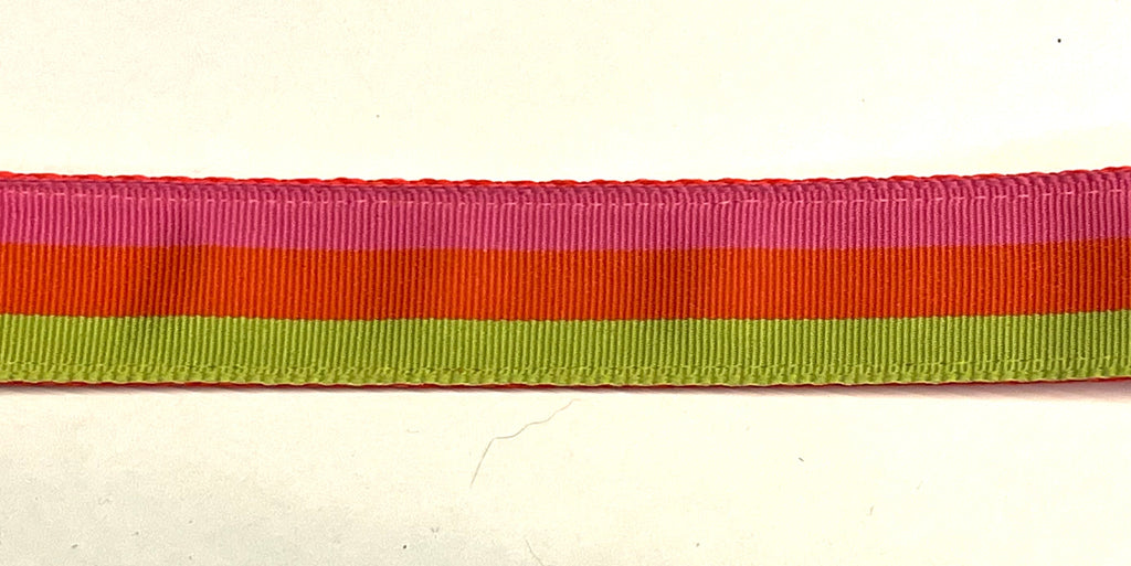 Pink, Orange, and Green Stripe Dog Collar 1in