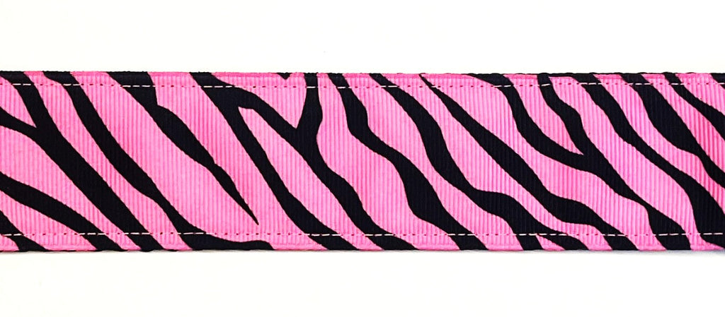 Pink zebra print dog collar 1 1/2 in