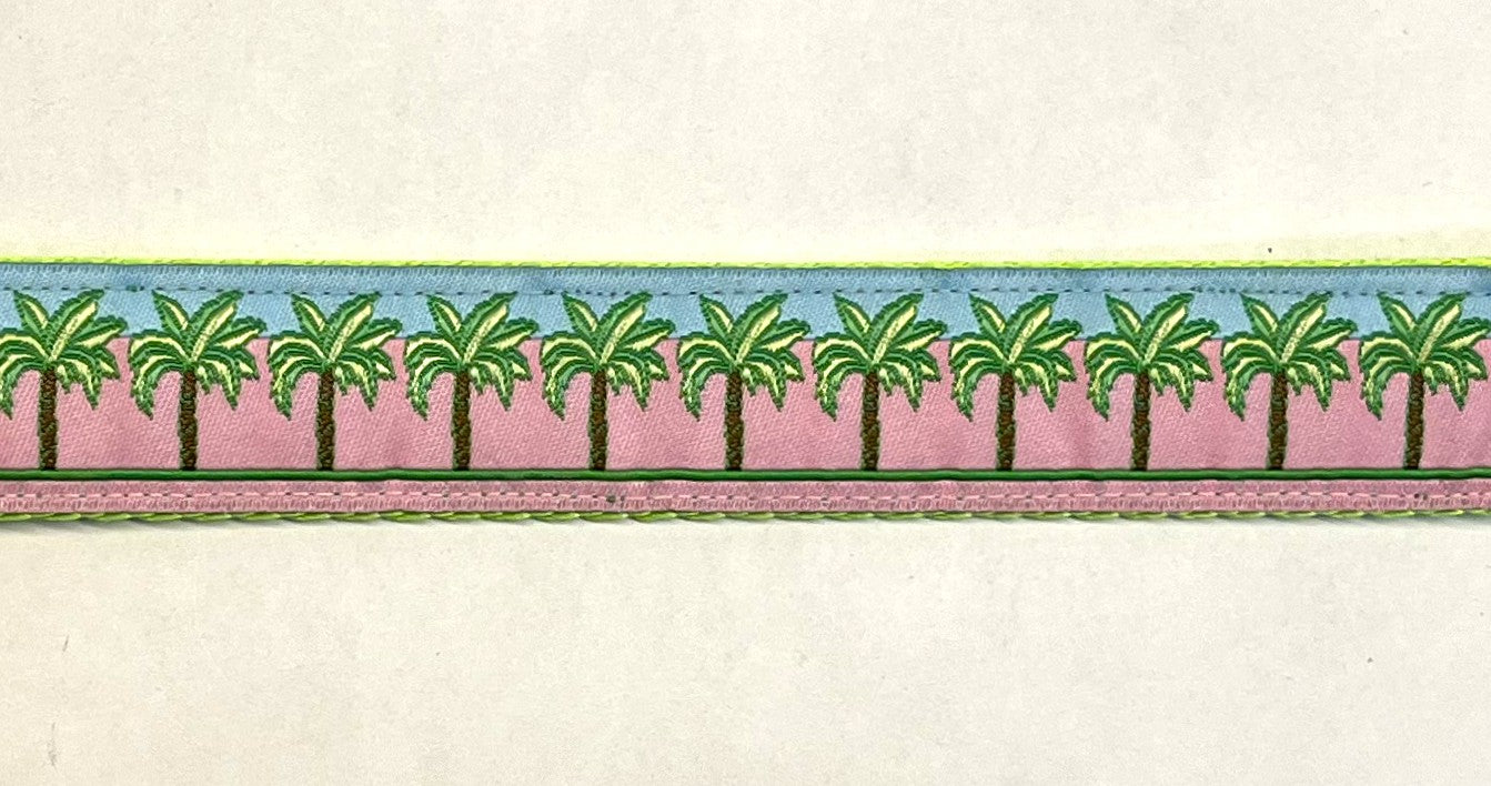Pink and Blue with Palm Trees Martingale Collar 1in