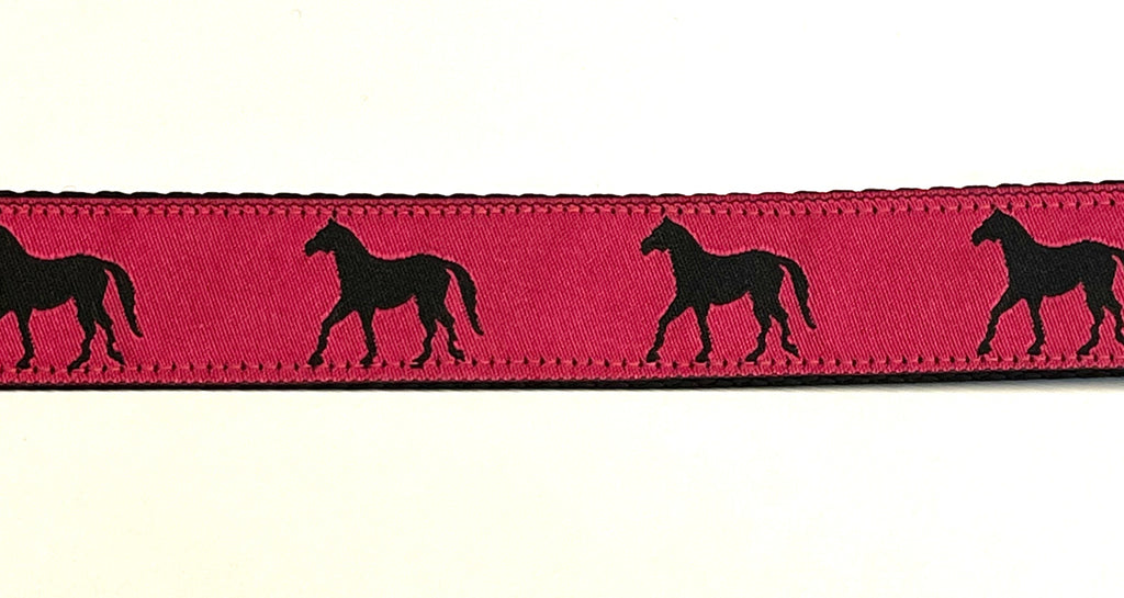 Pink with Black Horses Chain Martingale Collar 1in