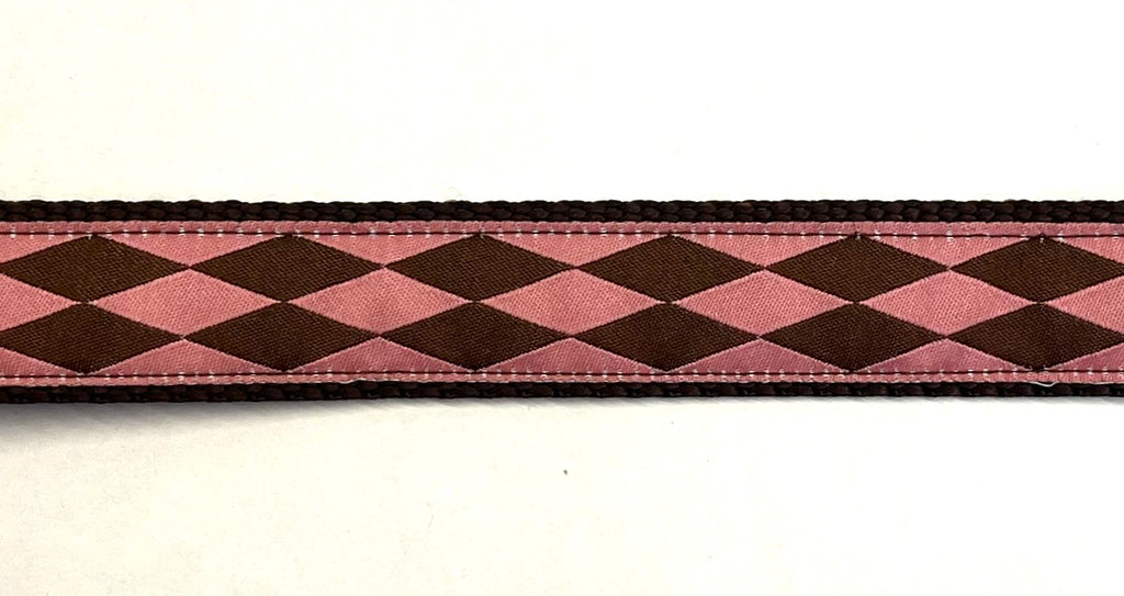 Pink with Brown Diamonds Dog Collar 1in
