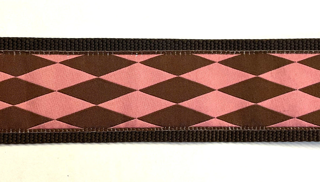 Pink with Brown Diamonds Dog Collar 2in