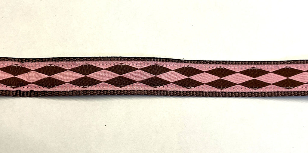 Pink with Brown Diamonds Martingale Collar 3/4