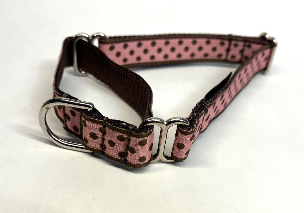 Pink with Brown Polka Dots Martingale Collar3/4