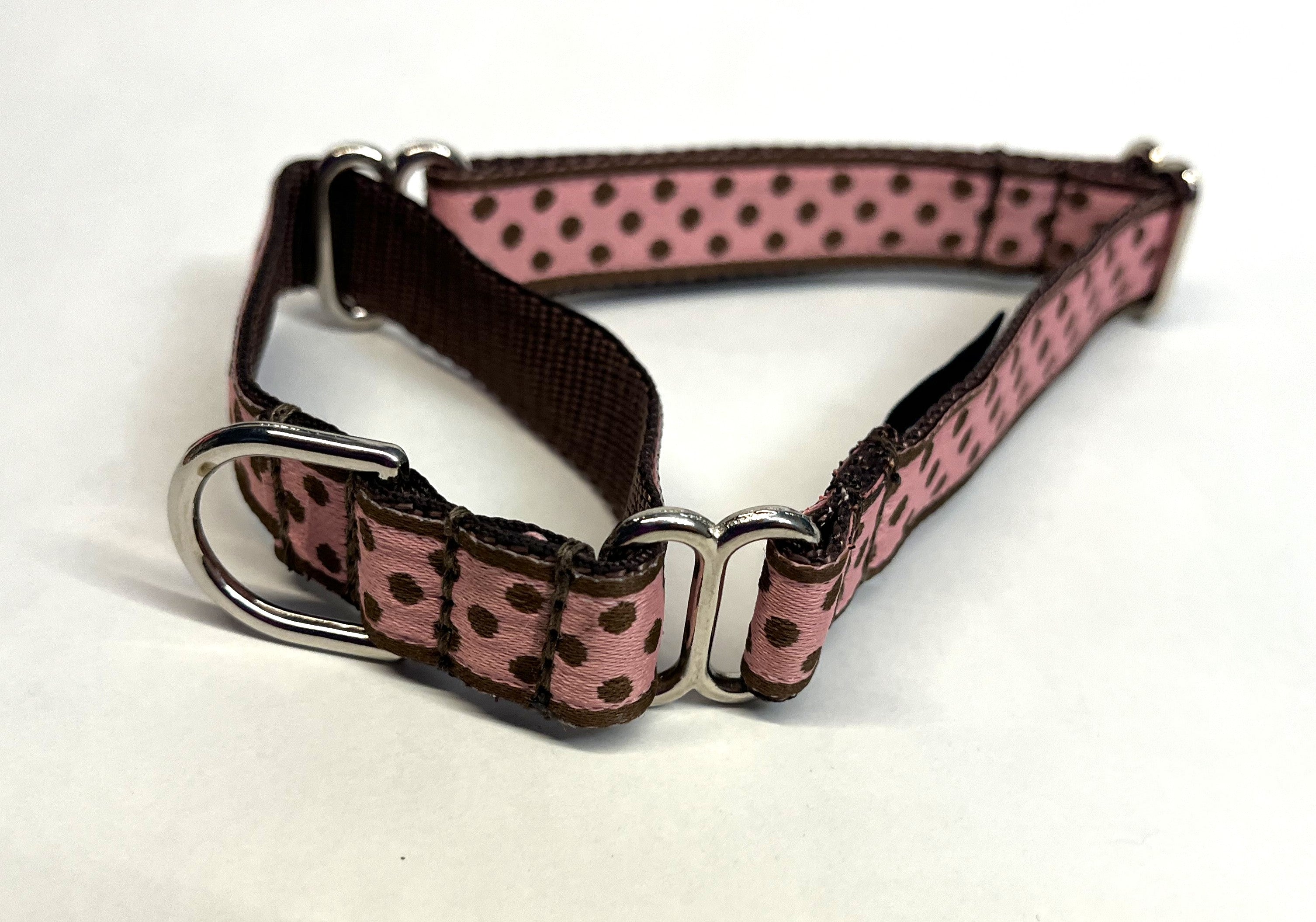Pink with Brown Polka Dots Martingale Collar3/4