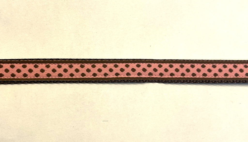 Pink with Brown Polka Dots Chain Martingale Collar 1/2