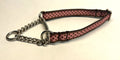 Pink with Brown Polka Dots Chain Martingale Collar 1/2