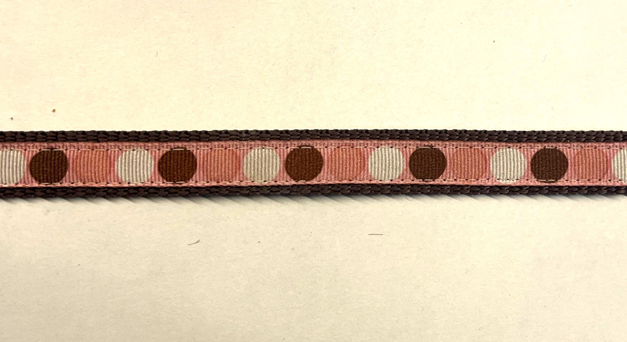 Pink with Brown, White, and Pink Dots Chain Martingale Collar 1/2