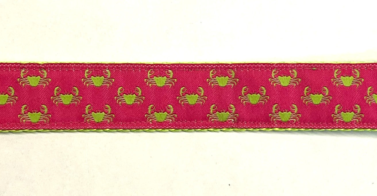 Pink with Green Little Crabs Dog Collar 1in