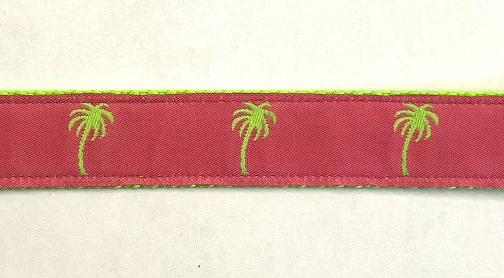 Pink with Green Palm Trees Dog Collar 1in