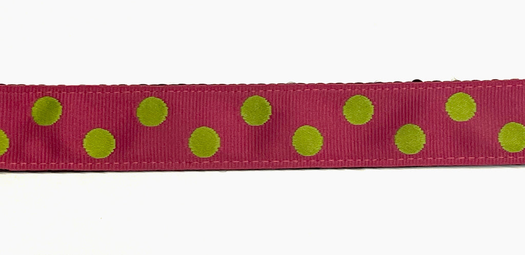 Pink with Lime Green Dots Dog Leash 1in