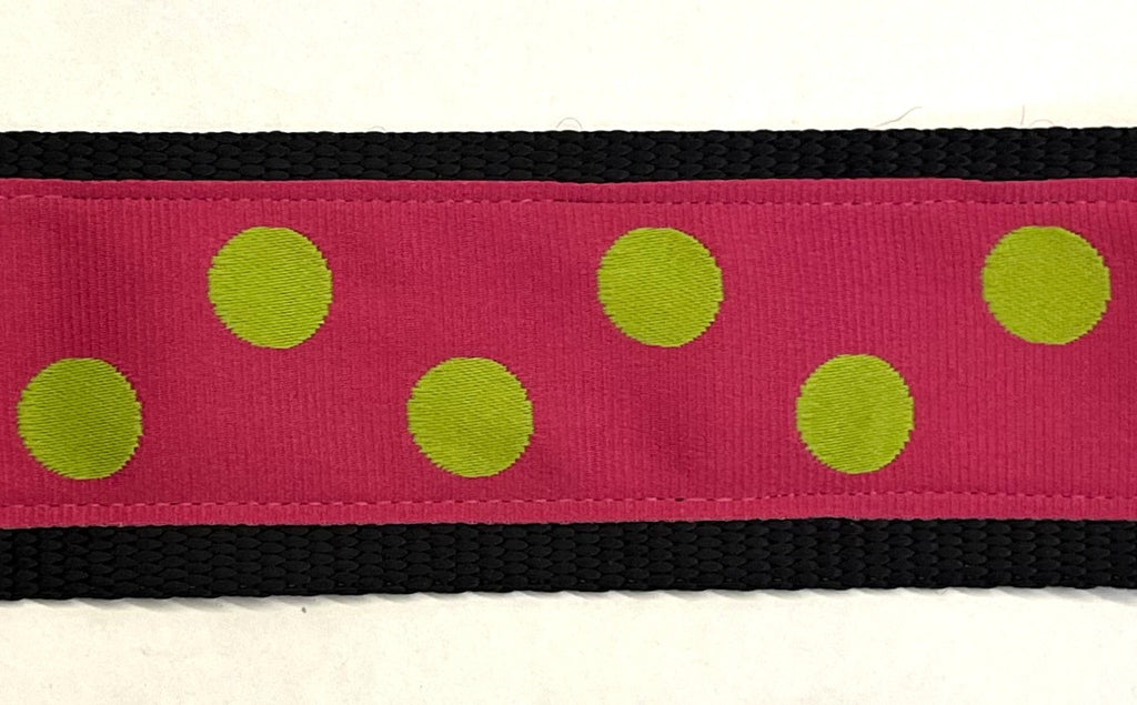 Pink with Lime Green Dots Dog Collar 2in