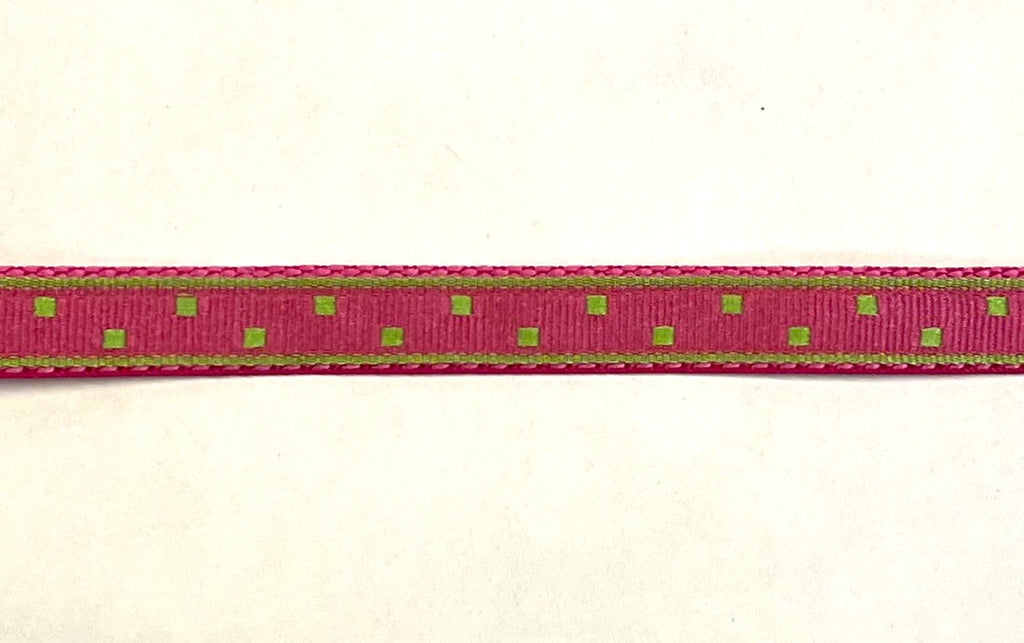 Pink with Lime Green Square Dots Dog Leash 1/2 inch