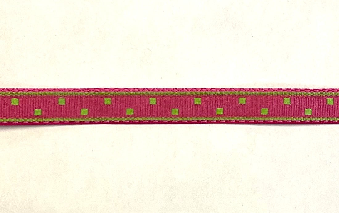Pink with Lime Green Square Dots Dog Leash 1/2 inch