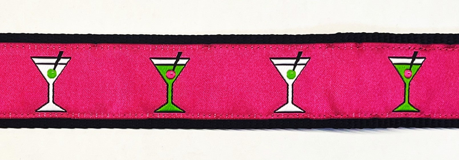 Pink with Martini Glasses Dog Collar 1 1/2 in