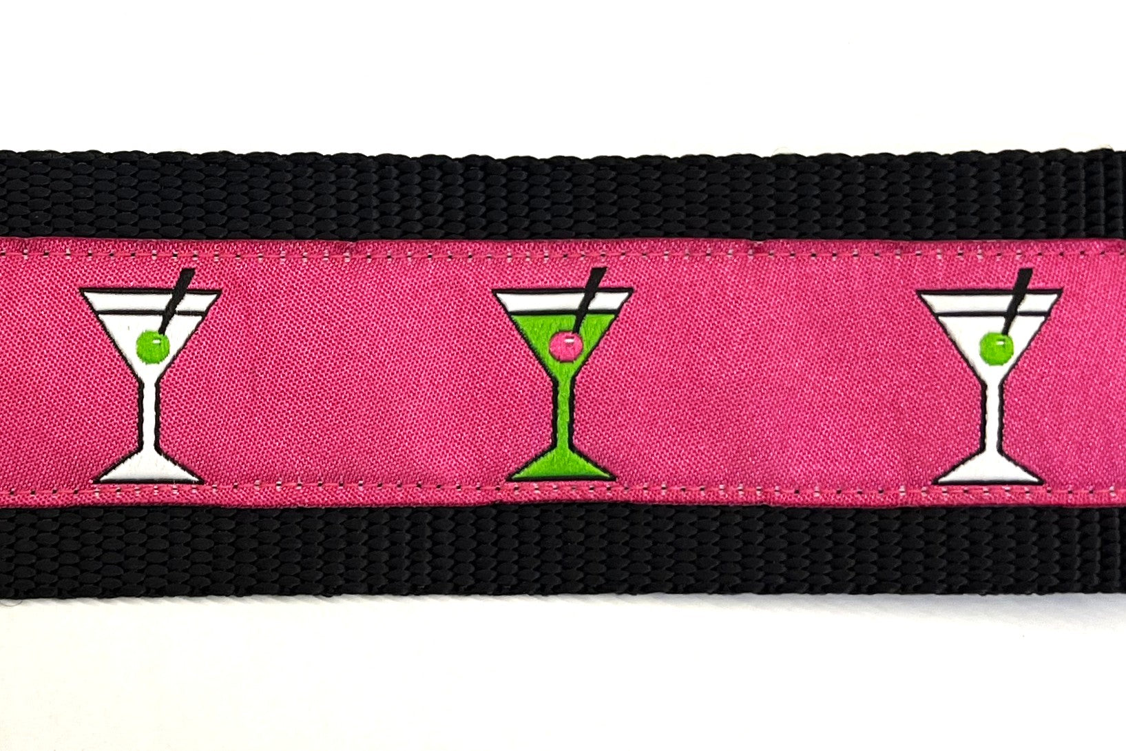 Pink with Martini Glasses Dog Collar 2in