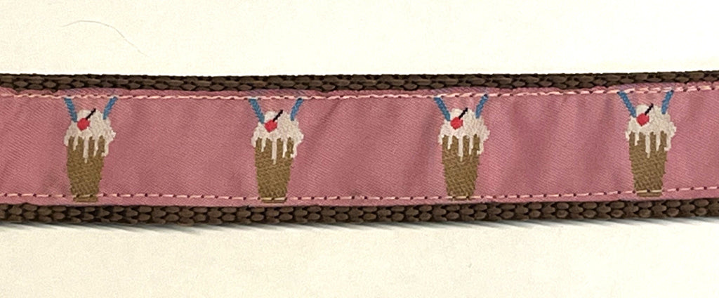 Pink with Milkshakes Dog Collar 1in