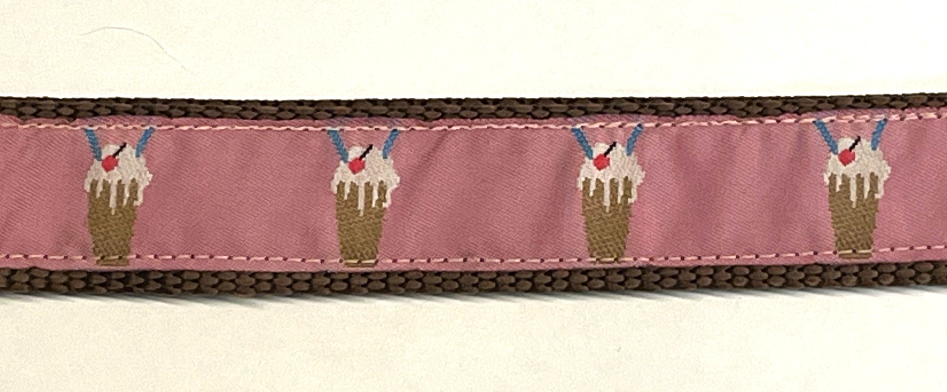 Pink with Milkshakes Dog Collar 1in
