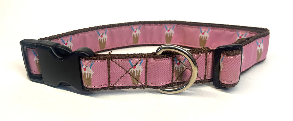 Pink with Milkshakes Dog Collar 1in