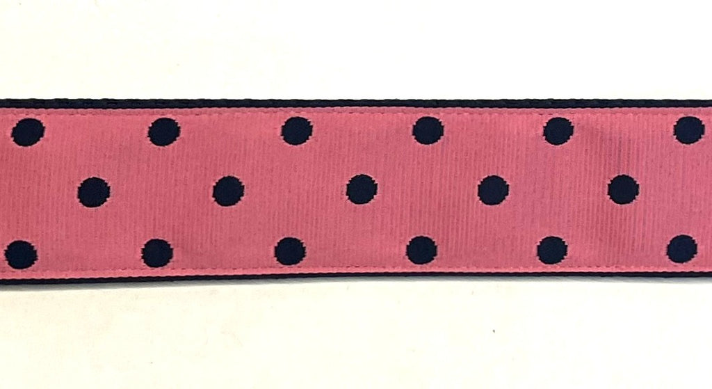 Pink with Navy Polka Dots Dog Collar 1 1/2 in