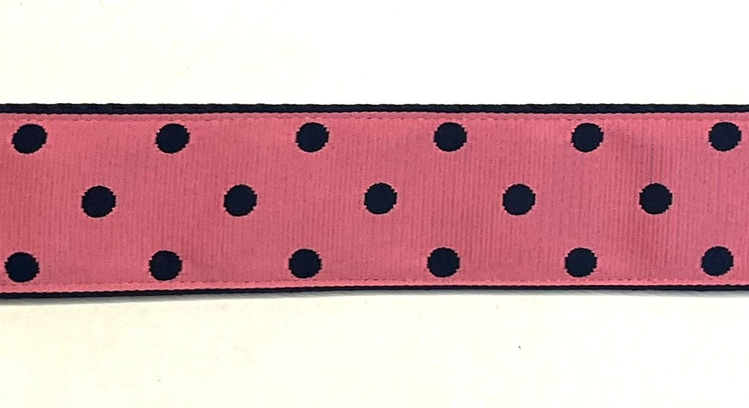 Pink with Navy Polka Dots Dog Collar 1 1/2 in