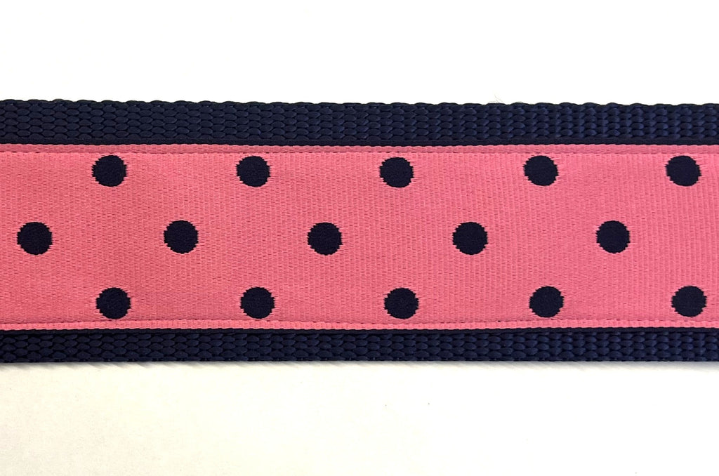 Pink with Navy Polka Dots Martingale Collar 2in
