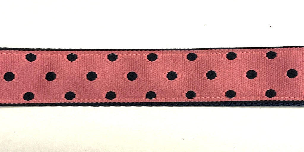 Pink with Navy Polka Dots Dog Collar 1in