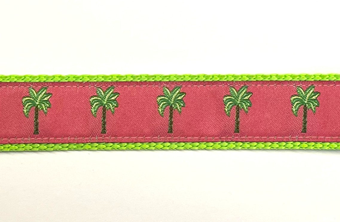 Pink with Palm Trees Dog Collar 1in