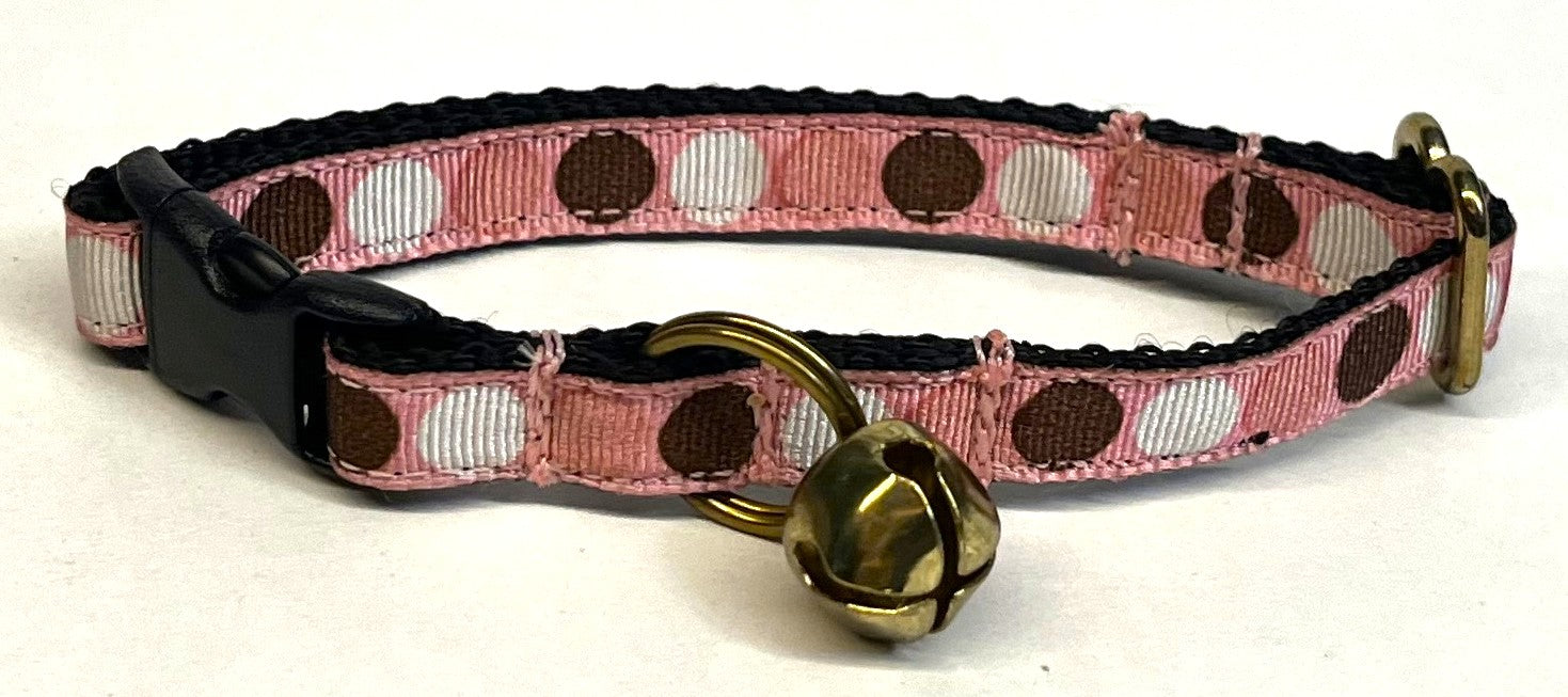 Pink with Pink, White, and Brown Dots Cat Collar