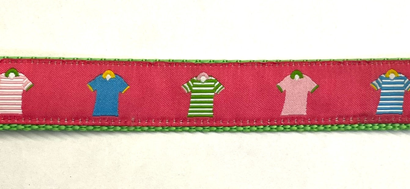 Pink with Polo Shirts Chain Martingale Collar 1in